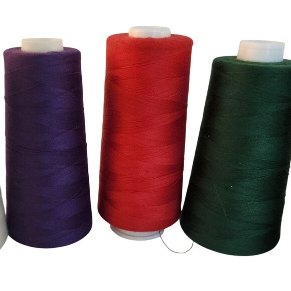 Serger Thread Polyester Sewing Thread Lot Assorted Colors Red Green Purple - Picture 3 of 9